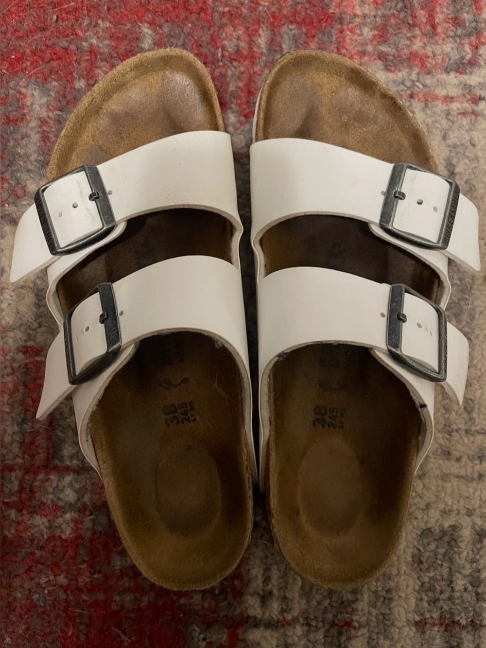 Birkenstock Arizona White Double-Buckle Sandals (Birko-Flor model)